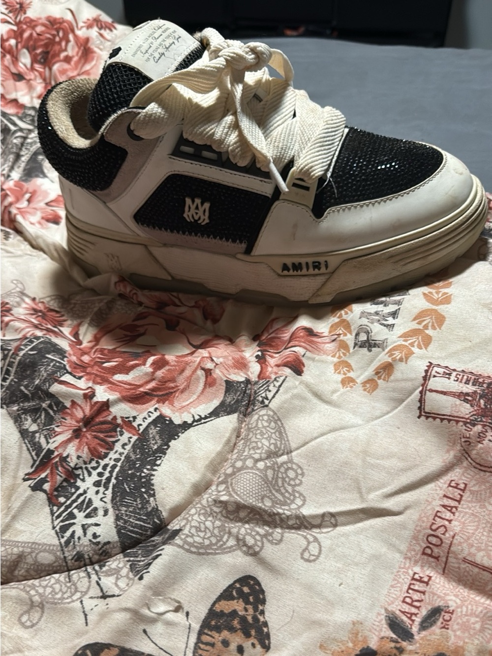 AMIRI Black and Cream Low-Top Sneaker